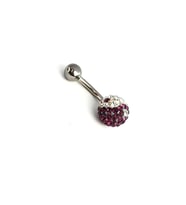 Mor Beyaz Swarovski Taşlı Çelik Birliği Yin Yang Göbek Piercing