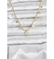 Pirinç Gold Renk Yonca Model Kadın Kolye - TJ-BKO10641
