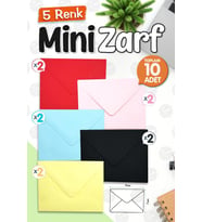 Renkli Minik Zarf Mini Zarf 9x7 cm  10 adet -T391