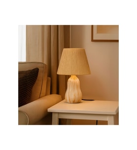 Santa Fe Seramik Abajur - Krem / Somon - 40x40x20 cm