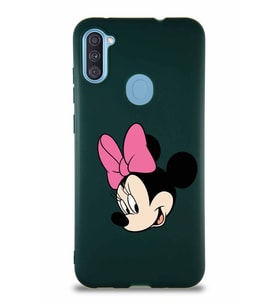 Samsung Galaxy A11 Soft Premier Kapak Minnie Mouse-B Tasarımlı Silikon Kılıf - Yeşil (Şeffaf)