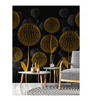Dreamwall Hindiba Çiçeği Desenli Kumaş Dokulu Sağlıklı Tekstil Duvar Kağıdı (Siyah)