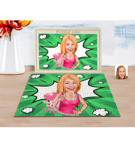 BK Gift Kişiye Özel Kadın Karikatürlü 1000 Parça Profesyonel Puzzle-49
