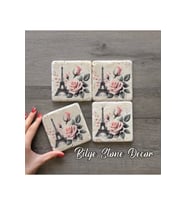 BİLGE tasarım Stone Decor Taş Bardak Altlığı 4'lü Set 10x10x1 Cm desenli