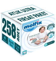 Molfix Premium Bebek Bezi Beden:4 (7-14KG) Maxi 258 Adet Aylık Ultra Fırsat Pk