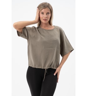 Bisiklet Yaka Oversize Kadın Bluz