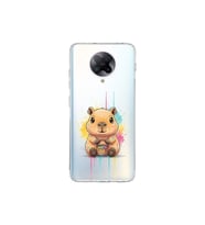 Poco F2 Pro ile Uyumlu Splash Kapibara Tasarımlı Şeffaf Silikon Kılıf