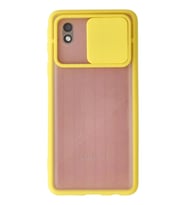 Durukar® Samsung Galaxy A01 Core Kılıf Palm Buzlu Kamera Sürgülü Silikon - Sarı
