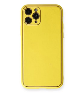 Newface Apple iPhone 11 Pro Kılıf Coco Deri Silikon Kapak - Sarı