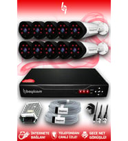 BAYICAM 10 Kameralı Uzay 10 Dış Kamera Set HDD'siz Full HD Gece Görüşlü Güvenlik Kamerası Sistemi