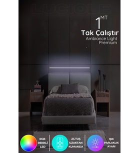 Şerit LED Led Abajur Işık Uzaktan Kumandalı Rgb 4 Animasyon 16 Renk Beyazgün Işığı