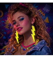 80’ler 90&amp;#39;lar Retro Neon Sarı Şimşek Küpe 10 cm