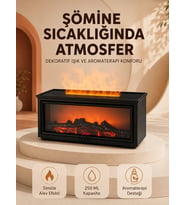 Alev Efektli Aroma Yayıcı Hava Nemlendirici Uzaktan Kumandalı Gece Lambası