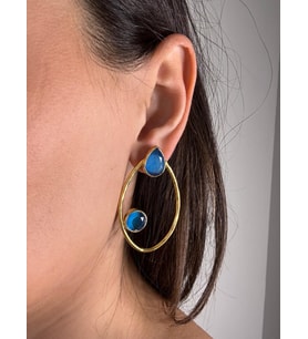 Kadir Jewellery 22 Ayar Altın Kaplama Geometrik Küpe -El İşçiliği Ve Hipoalerjenik Küpe