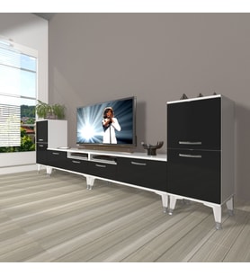 Decoraktiv Eko 9220 Slm Silver Tv Ünitesi Tv Sehpası (Siyah - Beyaz)