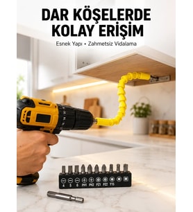 12’li Akrobat Bits Vidalama Seti Esnek Uç Çok Yönlü Kullanım Yeni Nesil