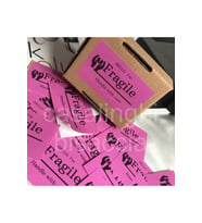 Fragile Handle With Care Dikkat Kırılır Ingilizce Pembe Etiket 8,1x5 Cm - (40 ADET)