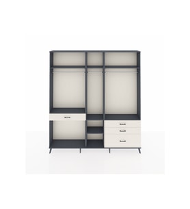 Arges Dolap 7 Raflı 4 Çekmeceli 3 Askılı 220x30x243 Antrasit-Antrasit/Aytaşı