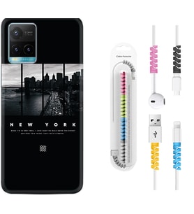 Vivo Y11S Y21S Y20 Y20S Y70 Kılıf Kablo Koruma Spiral Silikon New York 1612