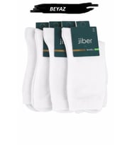 Jiber Kadın Bambu Likralı Soket Çorap 6650 - 6 Adet (Beyaz)