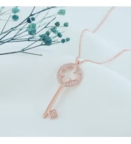 Taşlı Anahtar Kolye (Rose - Gold)