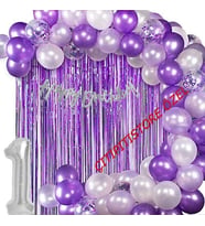 1 Yaş Mor Renkli Doğum Günü Balon Seti