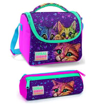 Coral High Pembe Mor Kedi Kız Çocuk Beslenme Çantası Seti