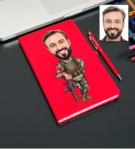 Kişiye Özel Asker Tasarımlı Karikatür Defter Ve Kalem Seti 88
