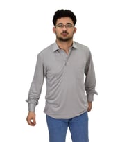 Erkek Gömlek Yaka Uzunkol Tişört T6063 BGL-ST04542 (Gri)