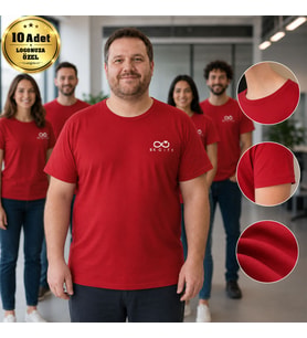 Logonuza Özel 10 Adet Kırmızı Büyük Beden Tişört - Pamuk Unisex Kurumsal Büyük Beden Tişört