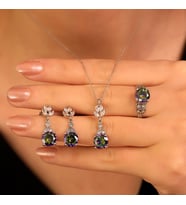 925 Ayar Gümüş Mistik Topaz Taşlı Set