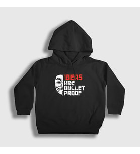 Presmono Unisex Çocuk Siyah Bulletproof Film V For Vendetta Kapüşonlu Sweatshirt 255508tt