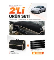 e-biz RENAULT LAGUNA 3 (2007-2015) Uyumlu Torpido Örtüsü + Deri Bagaj Çantası - Siyah-Bej - RE034