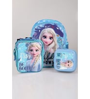 TEK BÖLMELİ KÜÇÜK BOY 32 CM ANAOKUL ÇANTASI,BESLENME ÇANTASI VE 2 KATLI BESLENME KABI SETİ (Mavi)