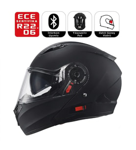 FF868 Night Motosiklet Kaskı Güneş Vizörlü Çene Açılır Motorcu Kask