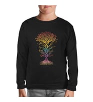 Colorful Tree Shaped Like DNA Siyah Çocuk Sweatshirt
