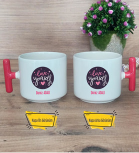 Love Your Self Kupa Bardak T Kırmızı Kulplu Arkadaşa Hediye, Anneye Hediye