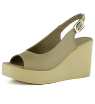Erkan Saçmacı Mathilda Vizon Hakiki Dana Derisi Dolgu Topuklu Slingback Sandalet
