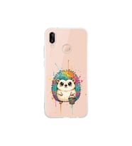 Huawei P20 Lite ile Uyumlu Splash Kirpi Tasarımlı Şeffaf Silikon Kılıf