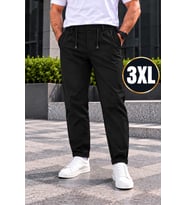 Erkek Battal Esnek Diagonel Kumaş Jogger Pantolon Rahat Kesim Lastikli Spor Şık Günlük Pantolon