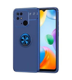 Coverzone Xiaomi Redmi 10C ile uyumlu K?l?f Ravel Y�z�k Tutuculu 360 derece d�nebilen y�z�k halkas? Stand olabilen Xiaomi Redmi 10C ile uyumlu Silikon K?l?f Mavi