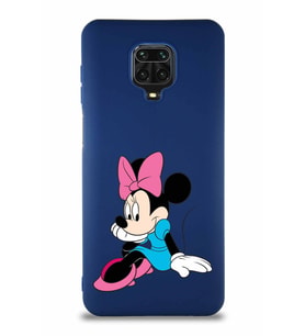 Xiaomi Redmi Note 9 Pro Soft Premier Kapak Minnie Mouse-E Tasarımlı Silikon Kılıf - Lacivert (Şeffaf)