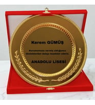 Kişiselleştirilebilir Kadife Kutulu Metal Gold Plaket Tabak - 25cm (Not Yazılabilir)