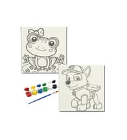Okul Etkinliği-2'li Tuval Boyama Seti. 20x20 Cm Uv Baskı 6 Akrilik Boya 1 Fırça-model-397
