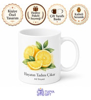 Limon Dilimi Temalı Baskılı Kupa Bardak Hediye Porselen Mug Özel Tasarım