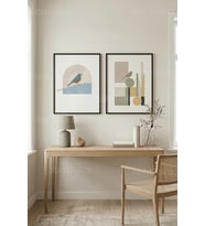 Minimalist Kuş Figürleri 2’li Ahşap Çerçeveli Tablo Seti