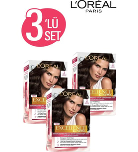 L'Oréal Paris Excellence Creme Saç Boyası 3 Koyu Kestane 3'lü Set