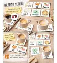 Sevimli Hayvanlar 2 7x7 – 6’lı Set Dekoratif Kare Tasarım