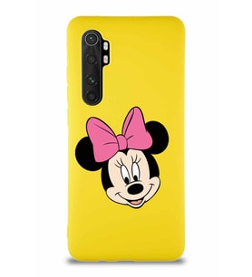 Xiaomi Mi Note 10 Lite Soft Premier Kapak Minnie Mouse-C Tasarımlı Silikon Kılıf - Sarı (Şeffaf)