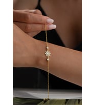925 Ayar Gümüş Altın Kaplama Lotus Bileklik